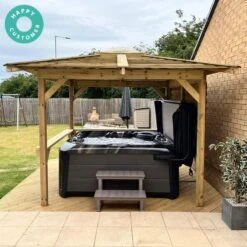 Outdoor Santorini - 5 Person Hot Tub With Gazebo Package -Outdoor Living Store BellStamped2