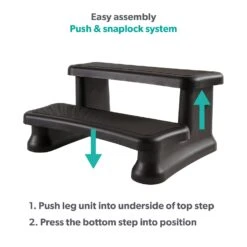 Smart Dual Riser Hot Tub Steps -Outdoor Living Store Black