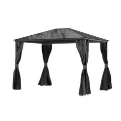 Fortrose 3x4m Black Metal Garden Gazebo With Grey Roof And Sides -Outdoor Living Store FTR060 4 Supersize