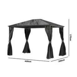 Fortrose 3x4m Black Metal Garden Gazebo With Grey Roof And Sides -Outdoor Living Store FTR060 5 Supersize