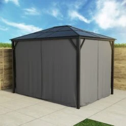 Fortrose 3x4m Black Metal Garden Gazebo With Grey Roof And Sides -Outdoor Living Store FTR060 8 Supersize