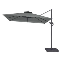 Como 3x3m Grey Square Cantilever Garden Parasol With Base And Cover 8 Como 3x3m Grey Square Cantilever Garden Parasol With Base And Cover -Outdoor Living Store FTR064 2 Supersize
