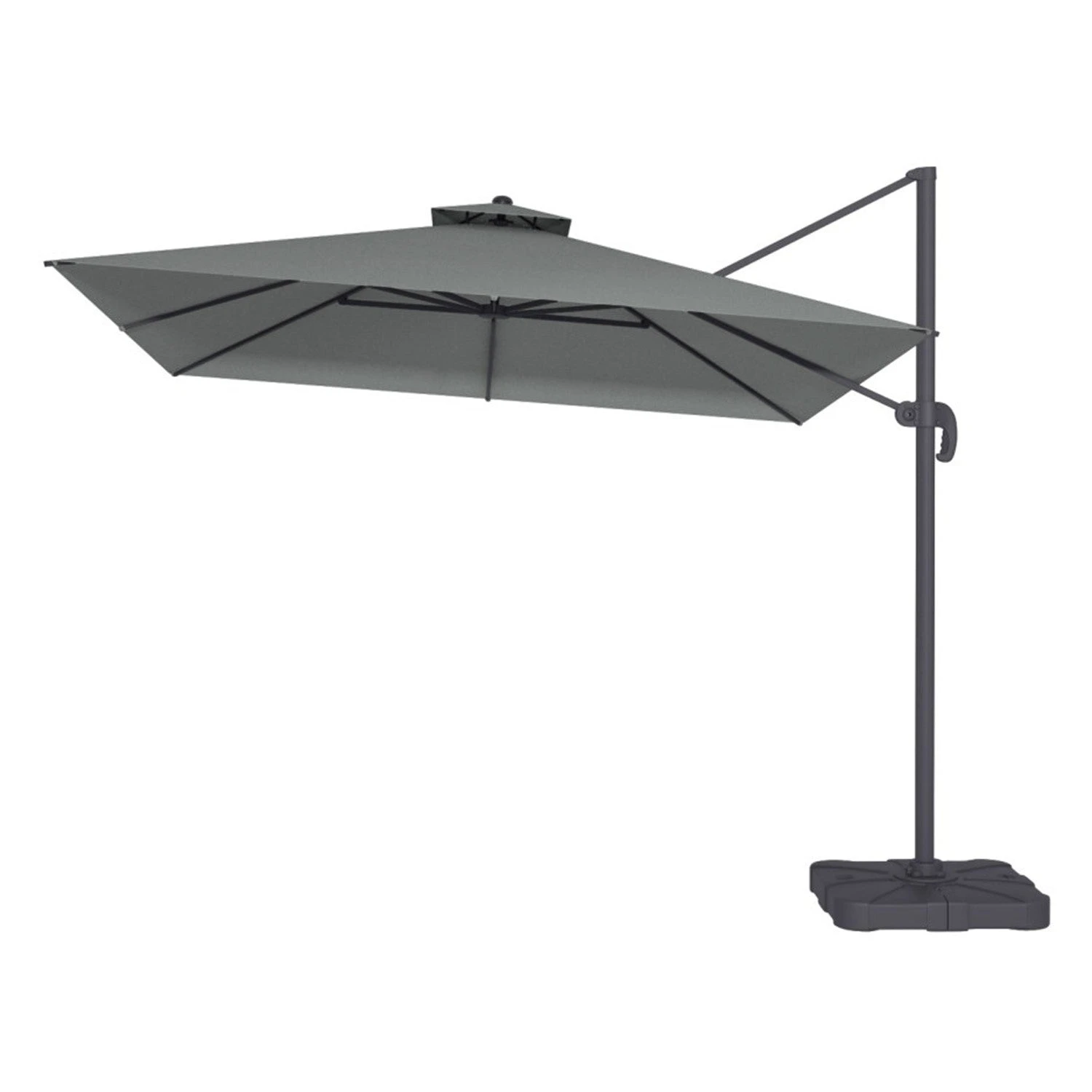 Como 3x3m Grey Square Cantilever Garden Parasol With Base And Cover 5 Como 3x3m Grey Square Cantilever Garden Parasol With Base And Cover - Image 3