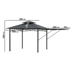 Fortrose 3x3m Black Metal BBQ Shelter Gazebo With Grey Canopy Roof And Retractable Side 15 Fortrose 3x3m Black Metal BBQ Shelter Gazebo With Grey Canopy Roof And Retractable Side -Outdoor Living Store FTR106 5 Supersize