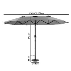 Como 2.7x4.5m Large Double Sided Grey Garden Parasol With Base And Cover 12 Como 2.7x4.5m Large Double Sided Grey Garden Parasol With Base And Cover -Outdoor Living Store FTR144 3 Supersize