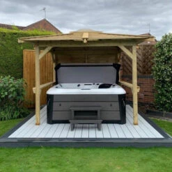 Brentano Wooden Hot Tub Gazebo With Tinted Dome Roof -Outdoor Living Store OutdoorLookandBrentano2